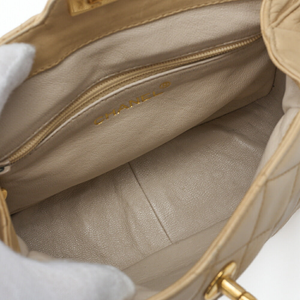 CHANEL Shoulder Bag Tote Bag Matelasse Lambskin Beige Gold-Tone Hardware Pre-Owned