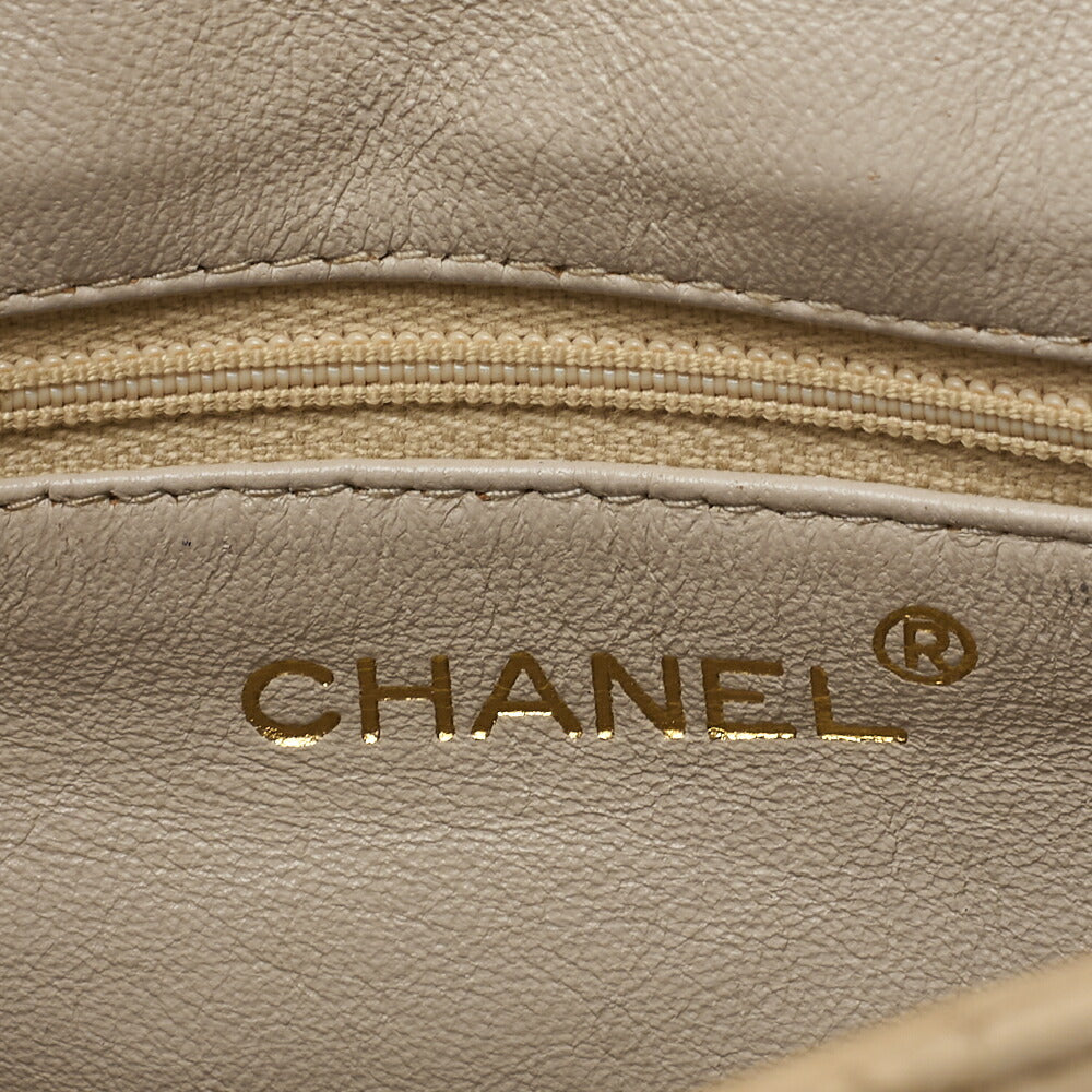 CHANEL Shoulder Bag Tote Bag Matelasse Lambskin Beige Gold-Tone Hardware Pre-Owned