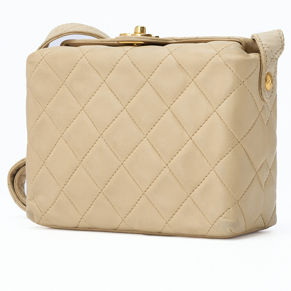 CHANEL Shoulder Bag Tote Bag Matelasse Lambskin Beige Gold-Tone Hardware Pre-Owned