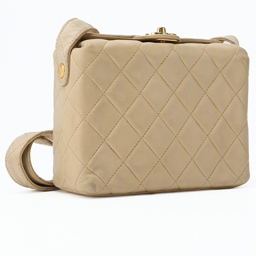 CHANEL Shoulder Bag Tote Bag Matelasse Lambskin Beige Gold-Tone Hardware Pre-Owned