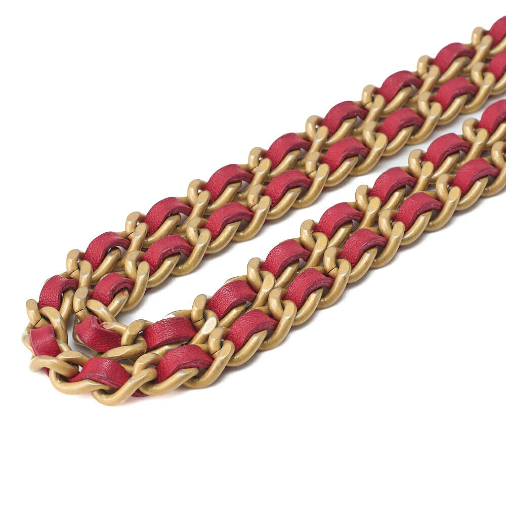 CHANEL Shoulder Bag Chain Wallet Matelasse Caviar Skin Red Gold-Tone Hardware Pre-Owned