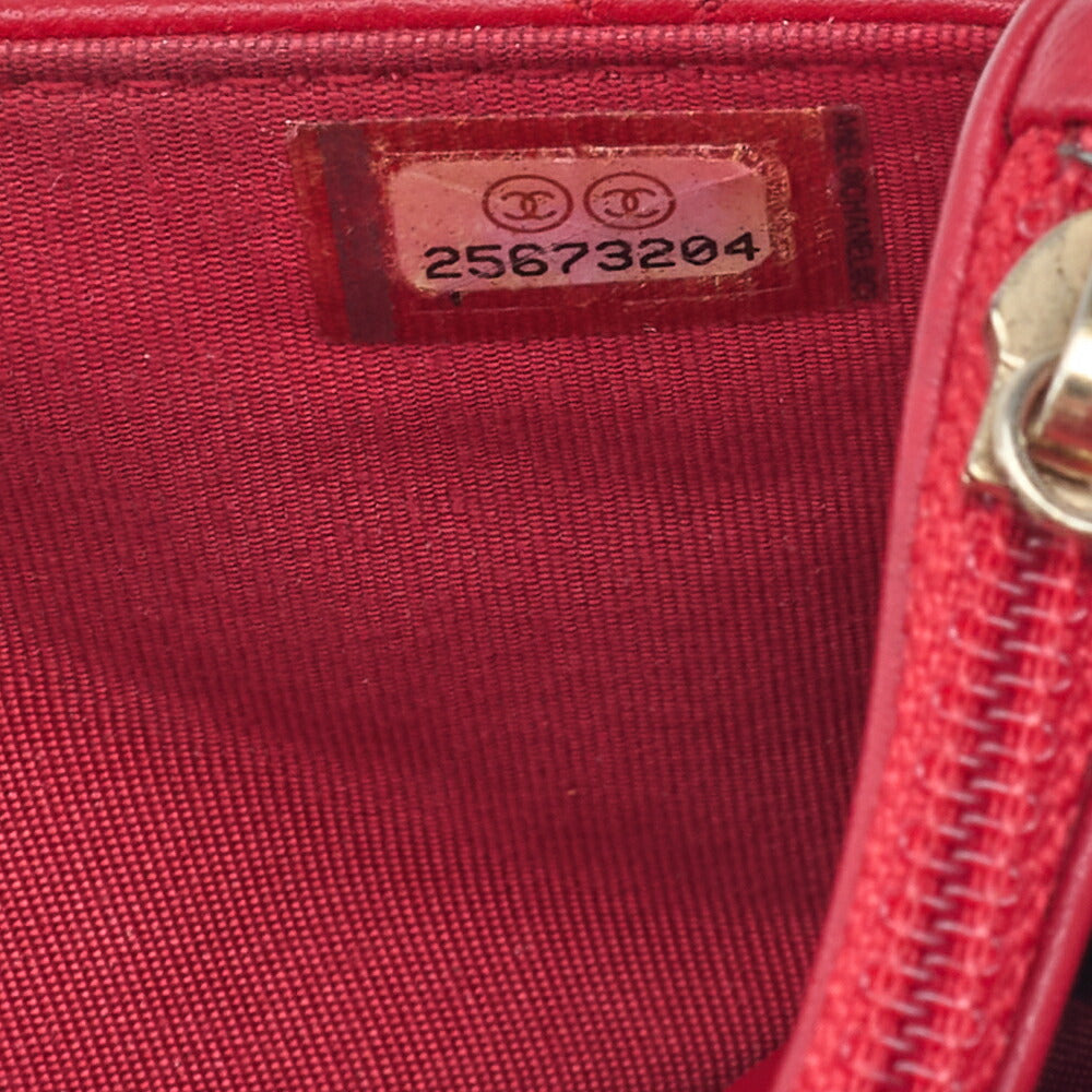 CHANEL Shoulder Bag Chain Wallet Matelasse Caviar Skin Red Gold-Tone Hardware Pre-Owned