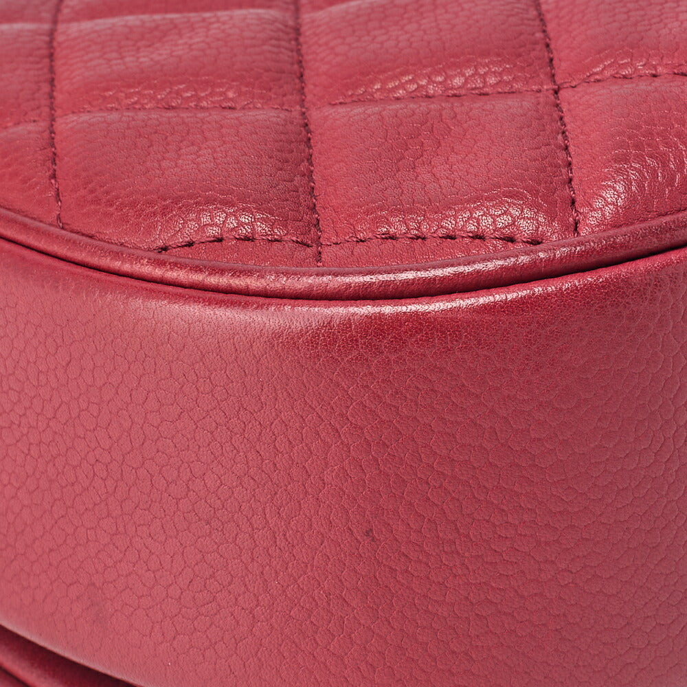 CHANEL Shoulder Tote Bag Matelasse Full Flap Chain Caviar Skin Red Gold-Tone Hardware Pre-Owned
