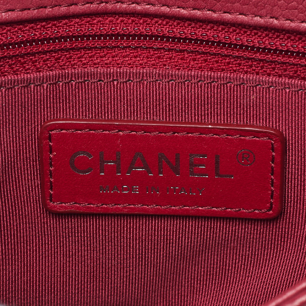 CHANEL Shoulder Tote Bag Matelasse Full Flap Chain Caviar Skin Red Gold-Tone Hardware Pre-Owned