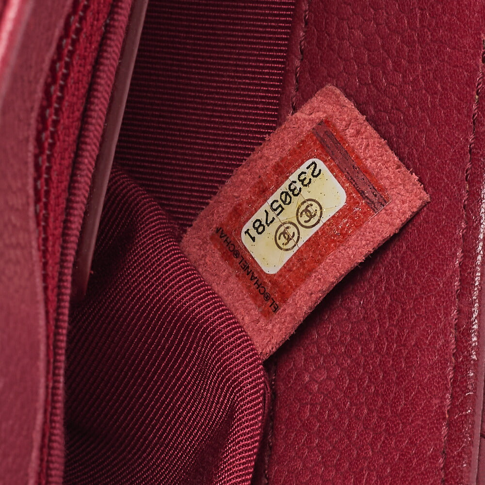 CHANEL Shoulder Tote Bag Matelasse Full Flap Chain Caviar Skin Red Gold-Tone Hardware Pre-Owned