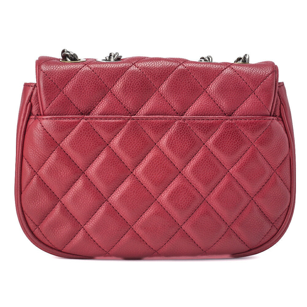 CHANEL Shoulder Tote Bag Matelasse Full Flap Chain Caviar Skin Red Gold-Tone Hardware Pre-Owned