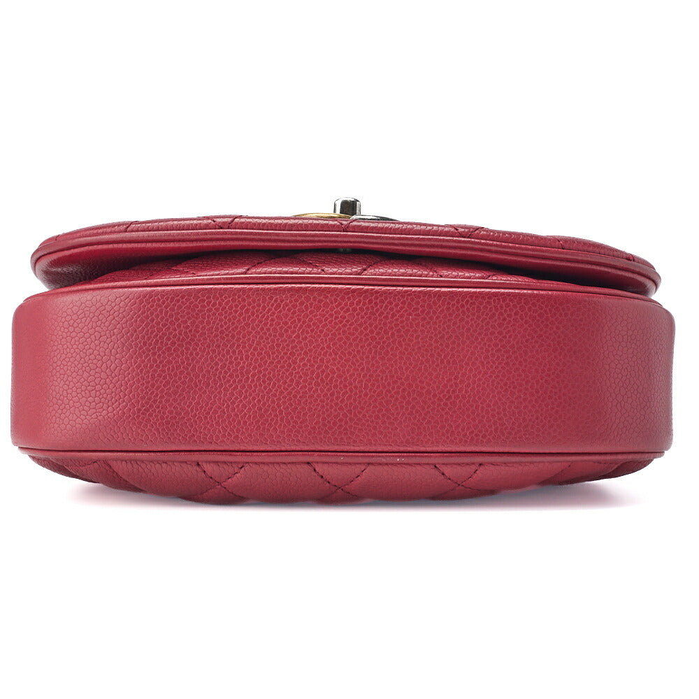 CHANEL Shoulder Tote Bag Matelasse Full Flap Chain Caviar Skin Red Gold-Tone Hardware Pre-Owned
