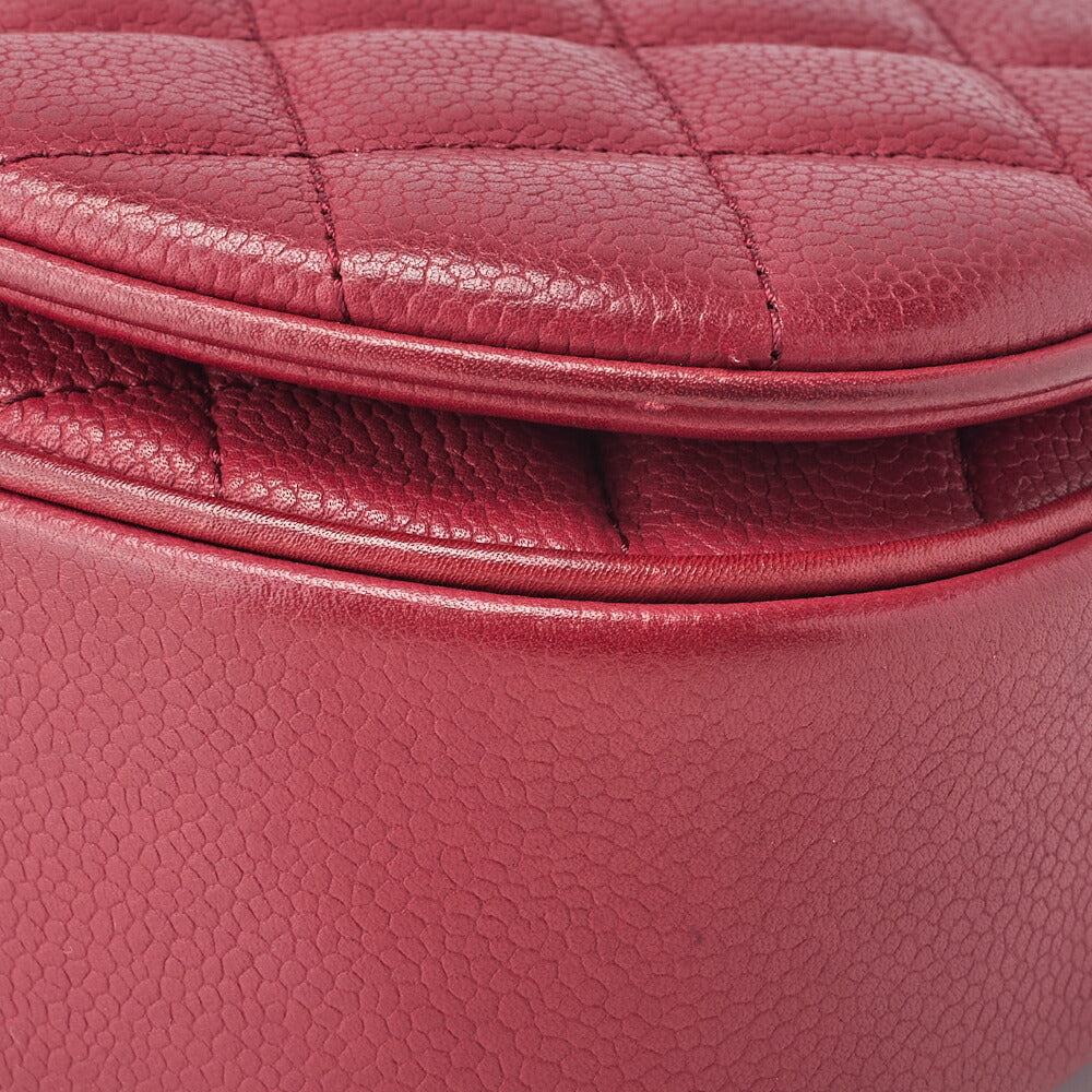 CHANEL Shoulder Tote Bag Matelasse Full Flap Chain Caviar Skin Red Gold-Tone Hardware Pre-Owned