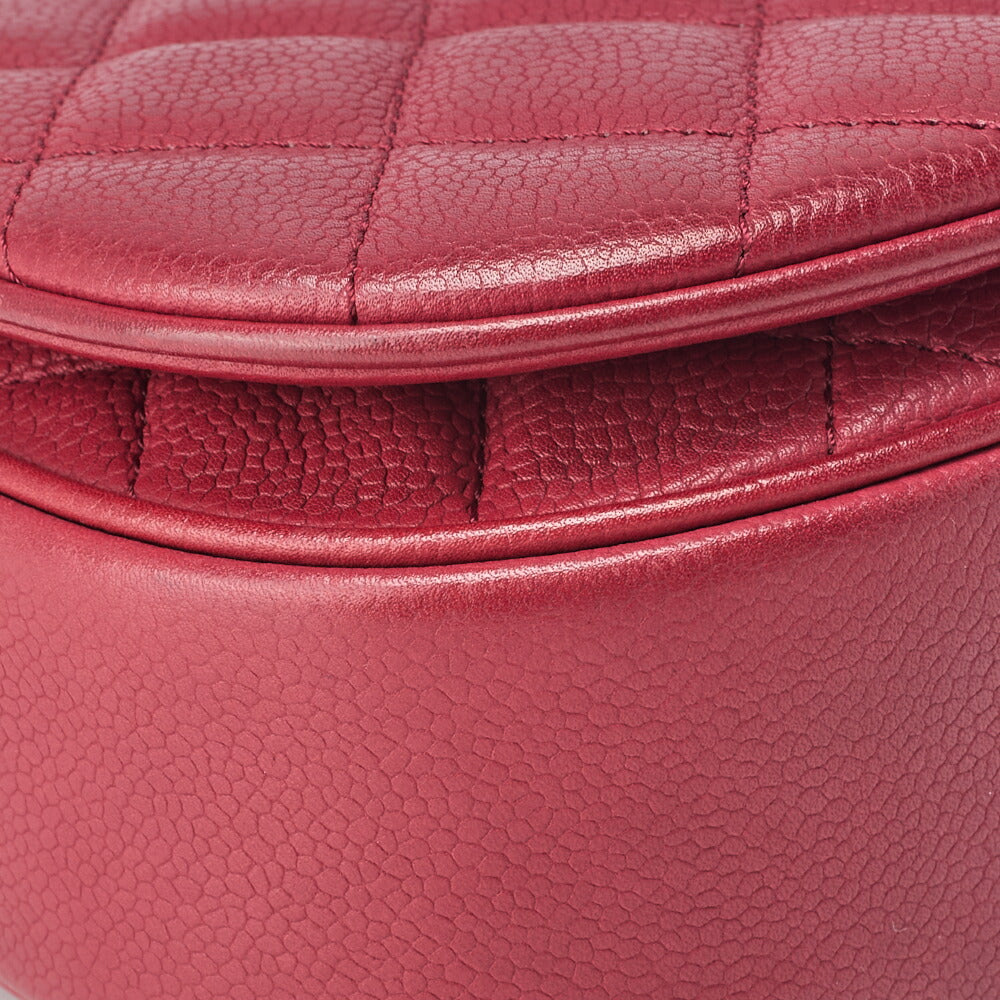 CHANEL Shoulder Tote Bag Matelasse Full Flap Chain Caviar Skin Red Gold-Tone Hardware Pre-Owned