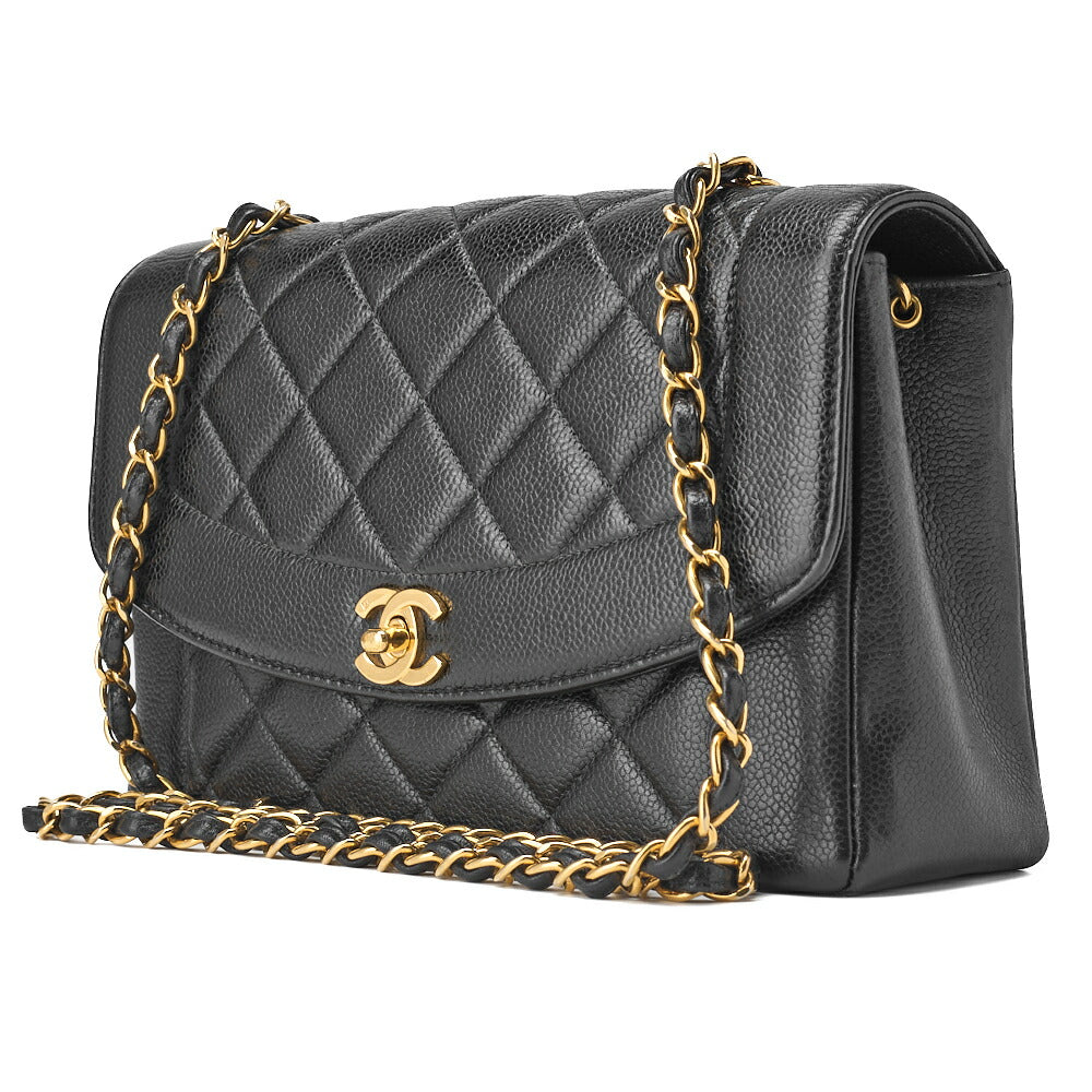 CHANEL Shoulder Bag Tote Bag Matelasse Caviar Skin Black Gold-Tone Hardware Pre-Owned