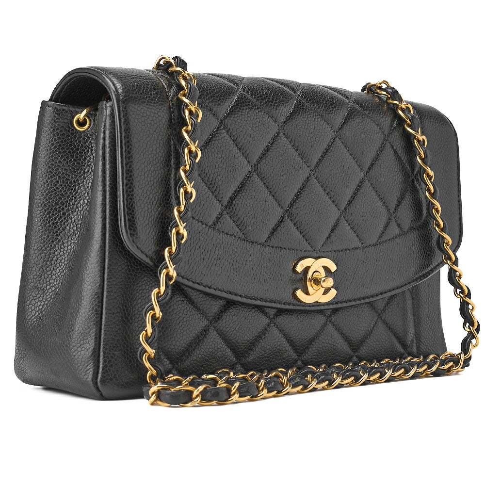 CHANEL Shoulder Bag Tote Bag Matelasse Caviar Skin Black Gold-Tone Hardware Pre-Owned