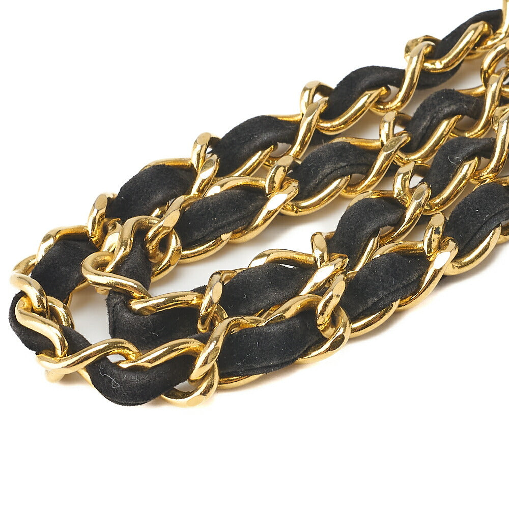 CHANEL Shoulder Tote Bag Round Flap Turn Lock Chain Shoulder Suede Black Gold-Tone Hardware Pre-Owned