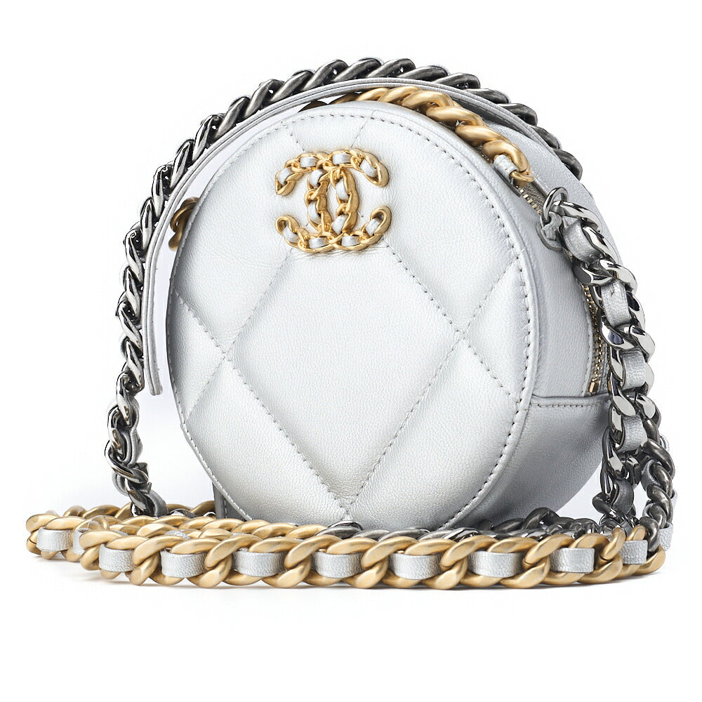 CHANEL Shoulder Bag Tote Bag 19 Matelasse Chain Shoulder Lambskin Silver Gold-Tone Hardware Pre-Owned