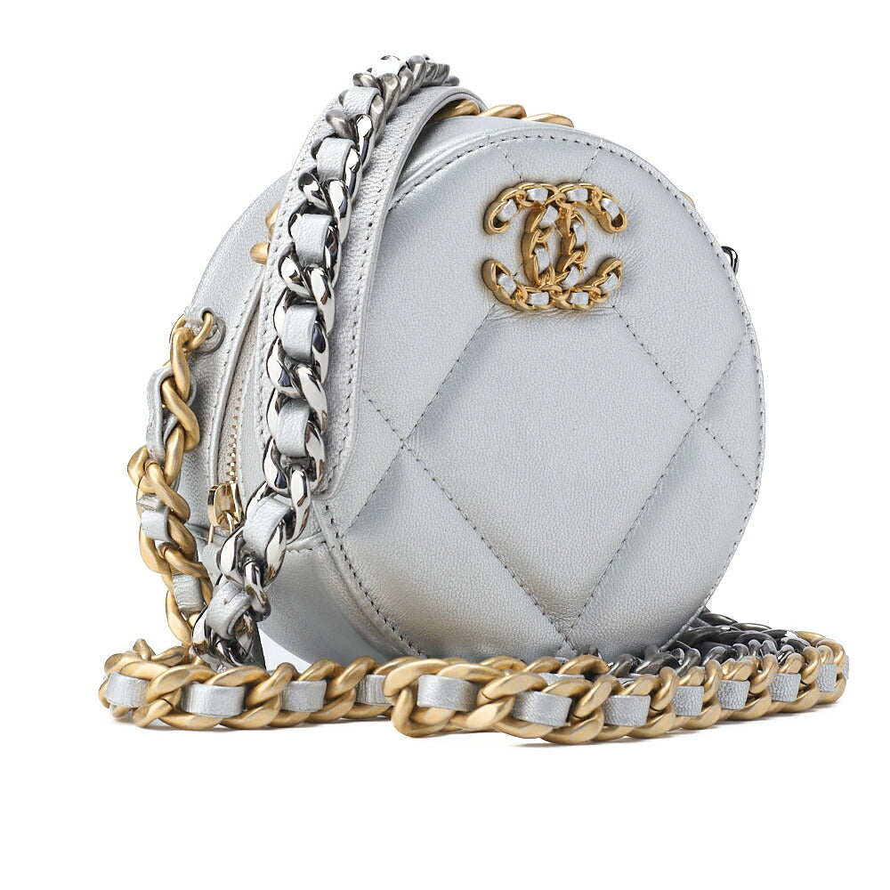 CHANEL Shoulder Bag Tote Bag 19 Matelasse Chain Shoulder Lambskin Silver Gold-Tone Hardware Pre-Owned