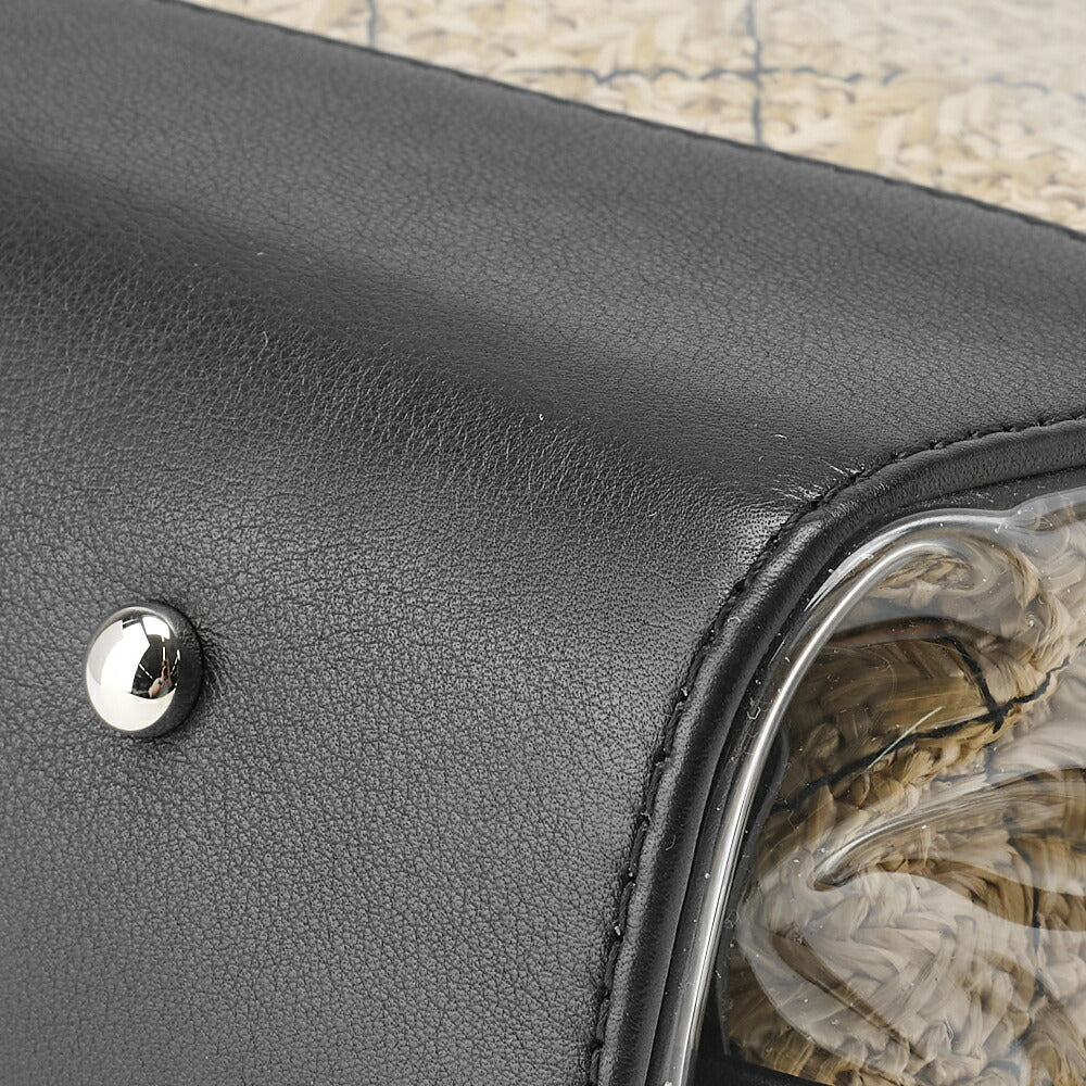 CHANEL Shoulder Tote Bag Matelasse Chain Shoulder 2WAY Lambskin Straw Black Silver-Tone Hardware Pre-Owned