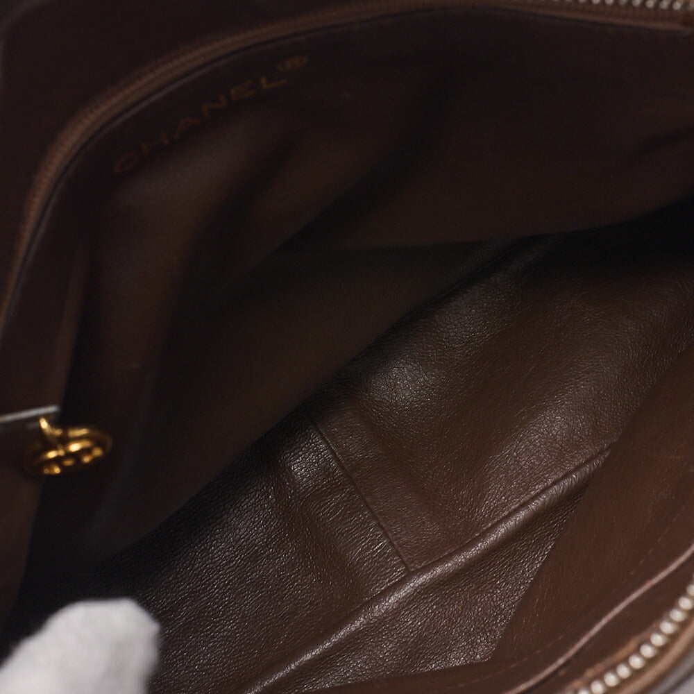CHANEL Shoulder Bag, Chain Shoulder, Matelasse, Caviar Skin, Brown, Gold-Tone Hardware, Pre-Owned