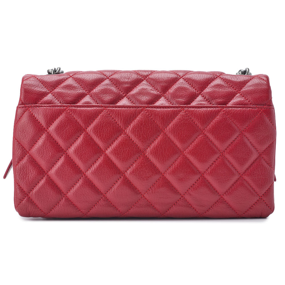 CHANEL Shoulder Bag Matelasse Full Flap Chain Shoulder Caviar Skin Red Silver-Tone Hardware Pre-Owned