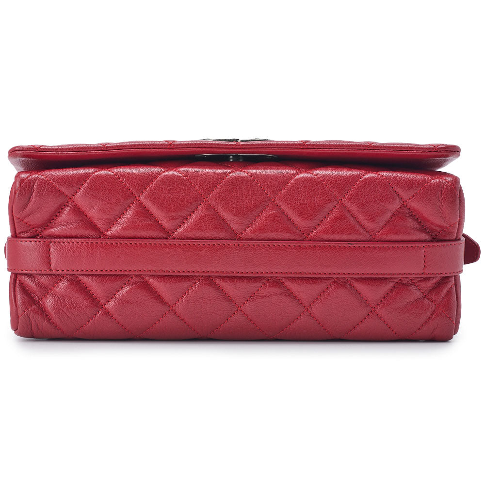 CHANEL Shoulder Bag Matelasse Full Flap Chain Shoulder Caviar Skin Red Silver-Tone Hardware Pre-Owned