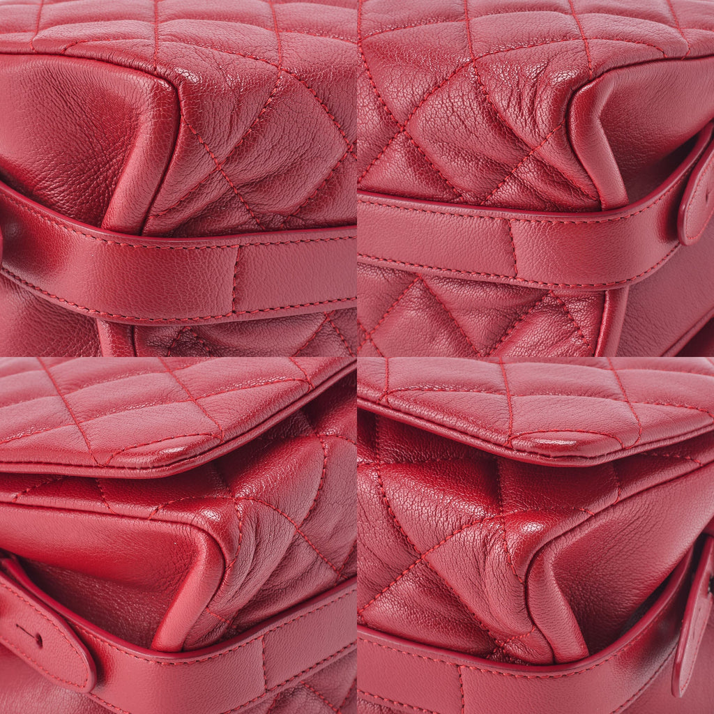 CHANEL Shoulder Bag Matelasse Full Flap Chain Shoulder Caviar Skin Red Silver-Tone Hardware Pre-Owned