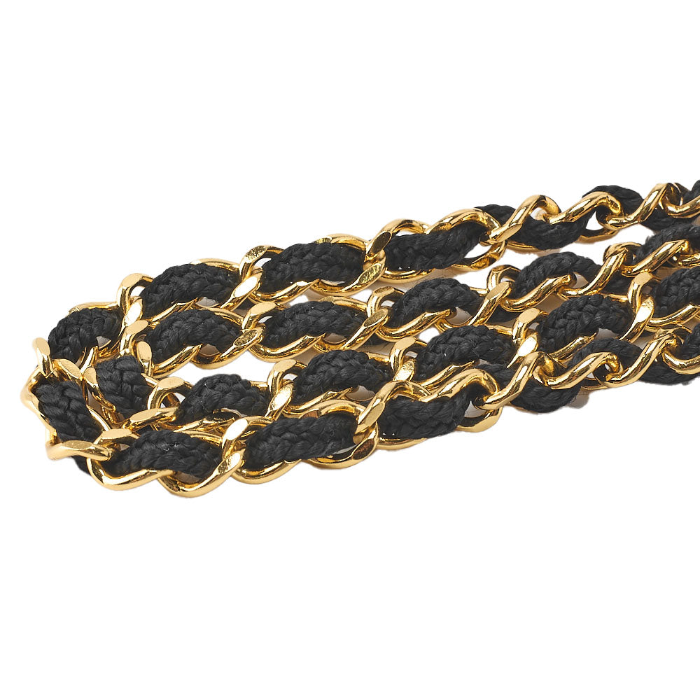 CHANEL Shoulder Bag, Matelasse, Chain Shoulder, Satin, Black, Gold-Tone Hardware, Pre-Owned