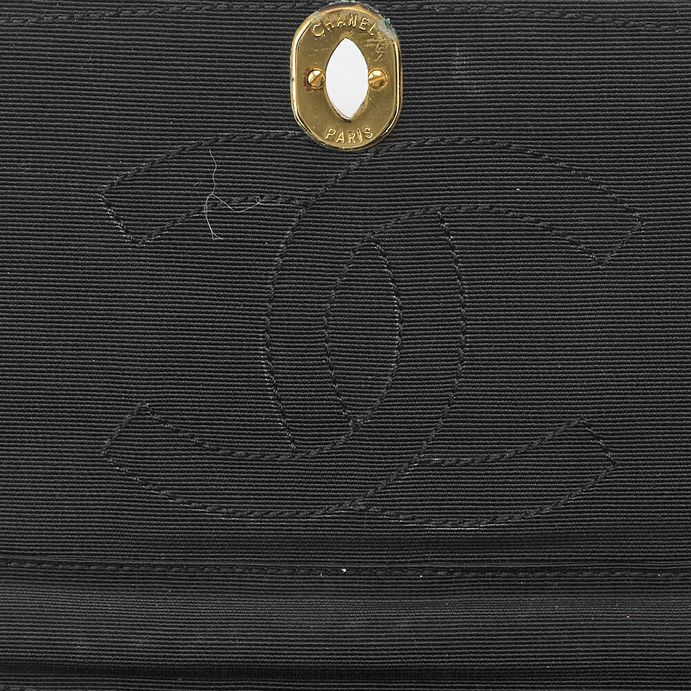 CHANEL Shoulder Bag, Matelasse, Chain Shoulder, Satin, Black, Gold-Tone Hardware, Pre-Owned