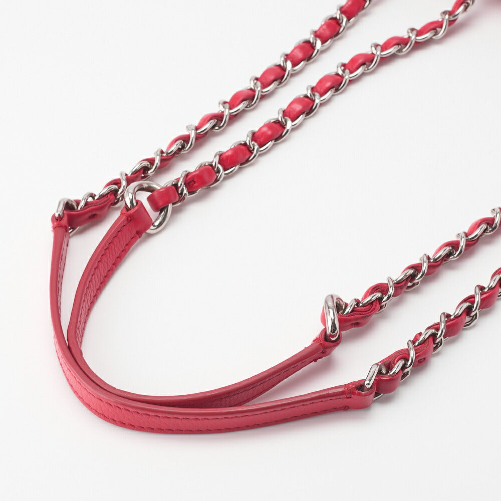 CHANEL Shoulder Bag Tote Bag Matelasse Coco Push Lock Chain Shoulder Caviar Skin Red Silver-Tone Hardware Pre-Owned