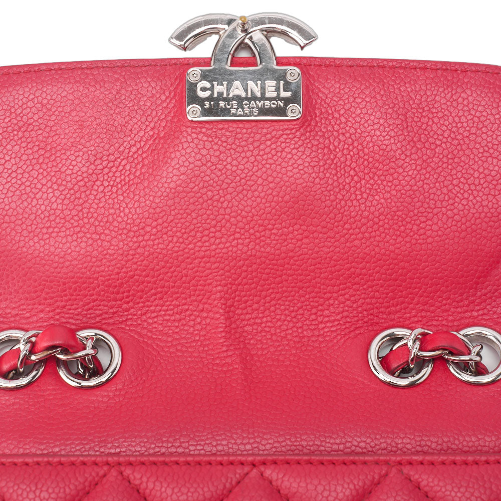 CHANEL Shoulder Bag Tote Bag Matelasse Coco Push Lock Chain Shoulder Caviar Skin Red Silver-Tone Hardware Pre-Owned