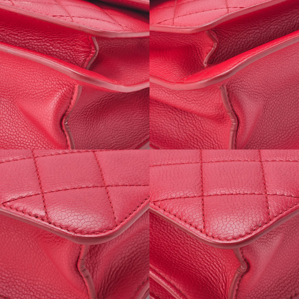 CHANEL Shoulder Bag Tote Bag Matelasse Coco Push Lock Chain Shoulder Caviar Skin Red Silver-Tone Hardware Pre-Owned