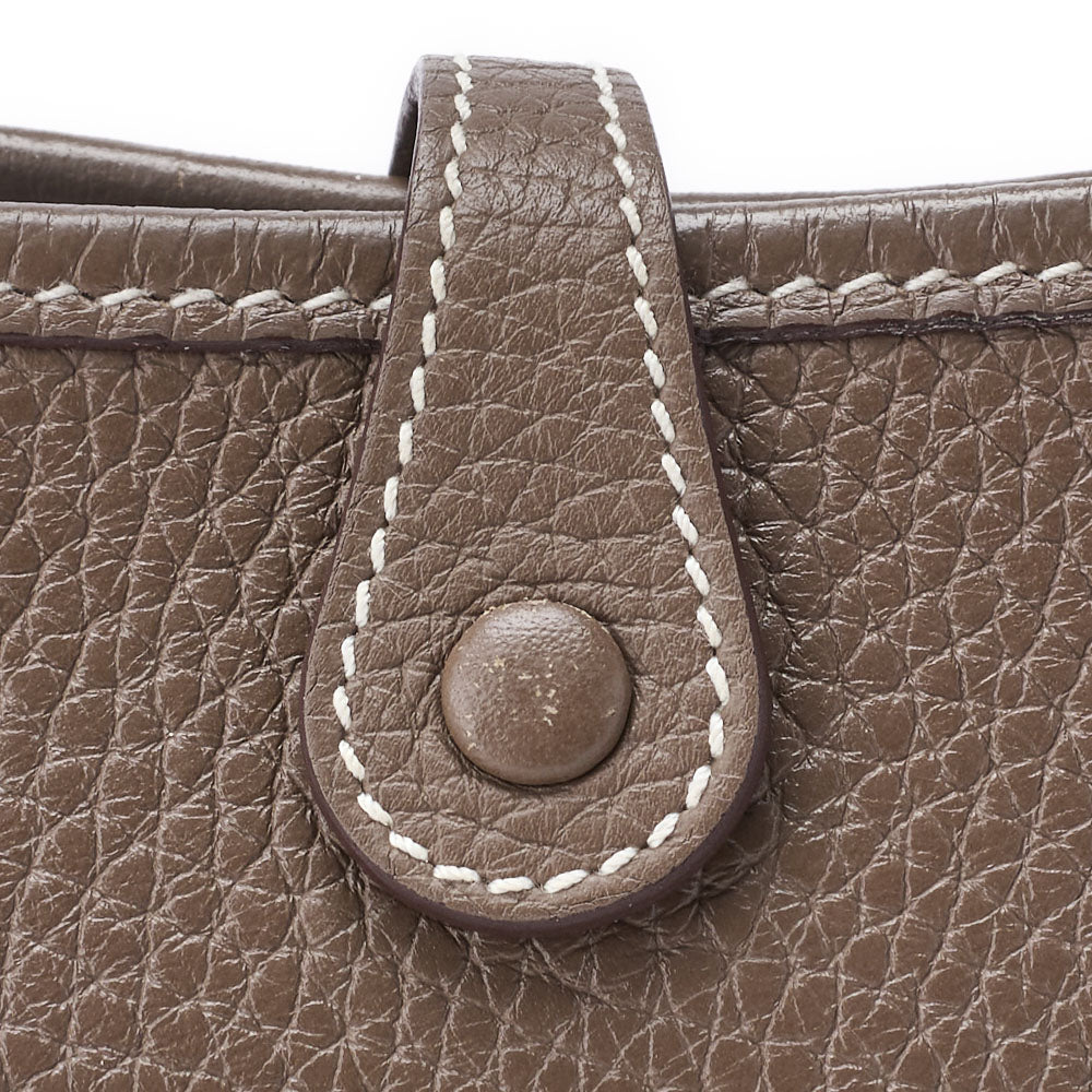 HERMES Evelyn TPM Shoulder Bag Tryon Clemence Leather Etoupe Gold-Tone Hardware Pre-Owned