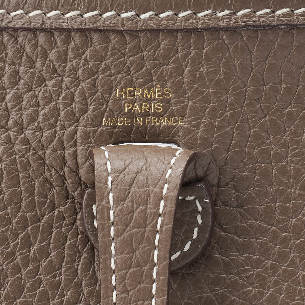 HERMES Evelyn TPM Shoulder Bag Tryon Clemence Leather Etoupe Gold-Tone Hardware Pre-Owned