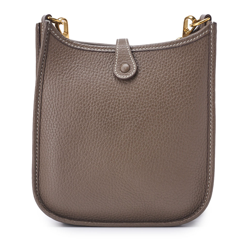 HERMES Evelyn TPM Shoulder Bag Tryon Clemence Leather Etoupe Gold-Tone Hardware Pre-Owned