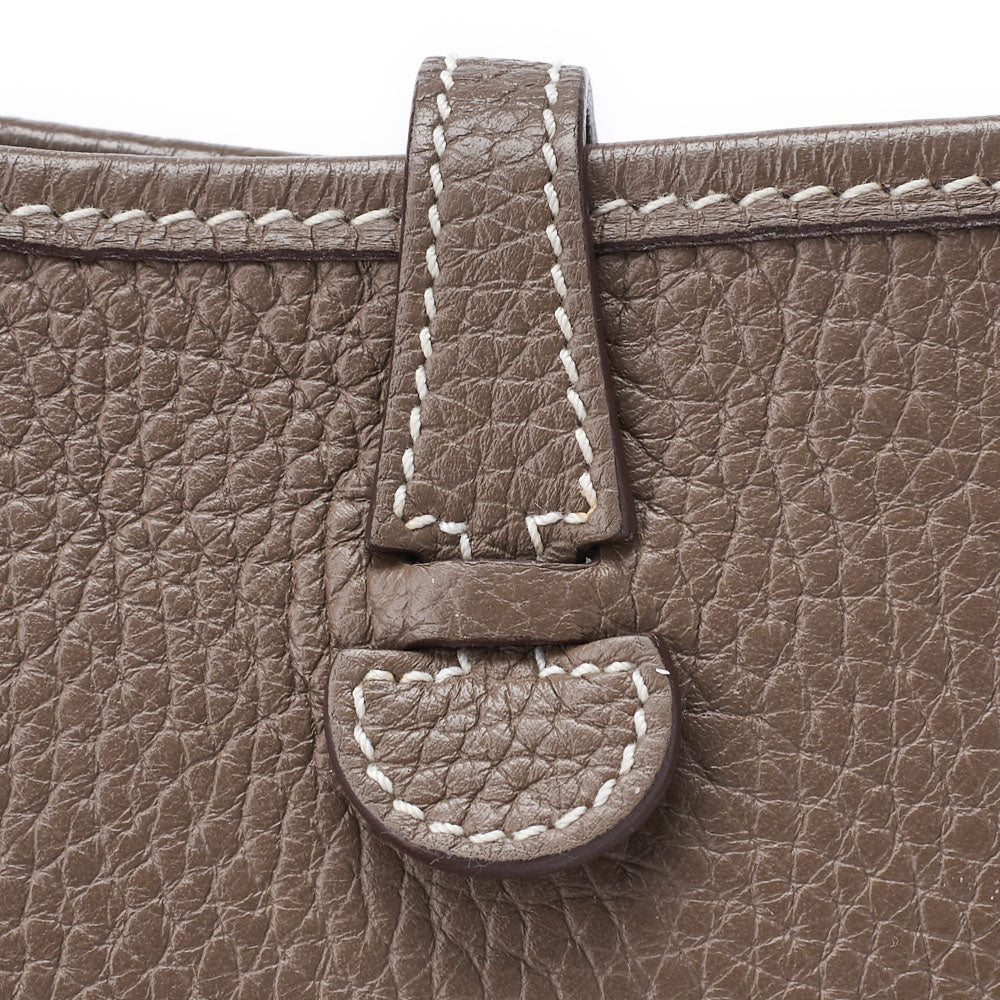 HERMES Evelyn TPM Shoulder Bag Tryon Clemence Leather Etoupe Gold-Tone Hardware Pre-Owned