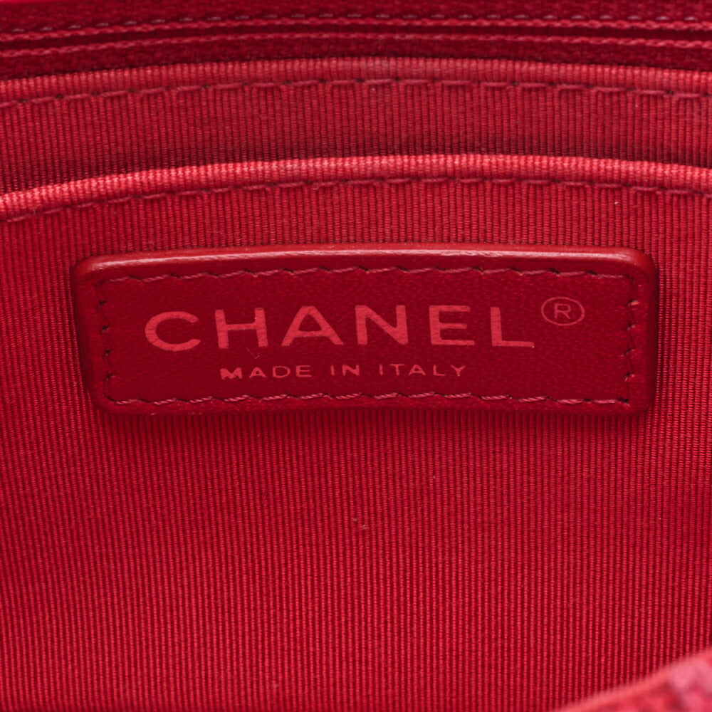 CHANEL Mini Matelasse Turn Lock Chain Shoulder Bag Lambskin Red Silver-Tone Hardware Pre-Owned