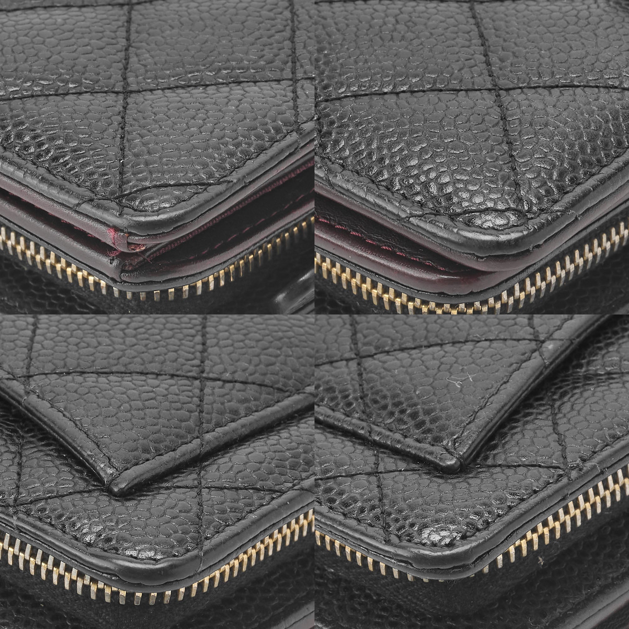 CHANEL Matelasse Bi-Fold Wallet Caviar Skin Black Gold-Tone Hardware, Pre-Owned
