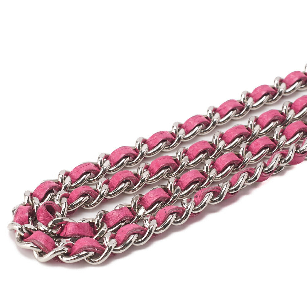 CHANEL Chain Wallet, Matelasse, Caviar Skin, Pink, Silver-Tone Hardware, Pre-Owned