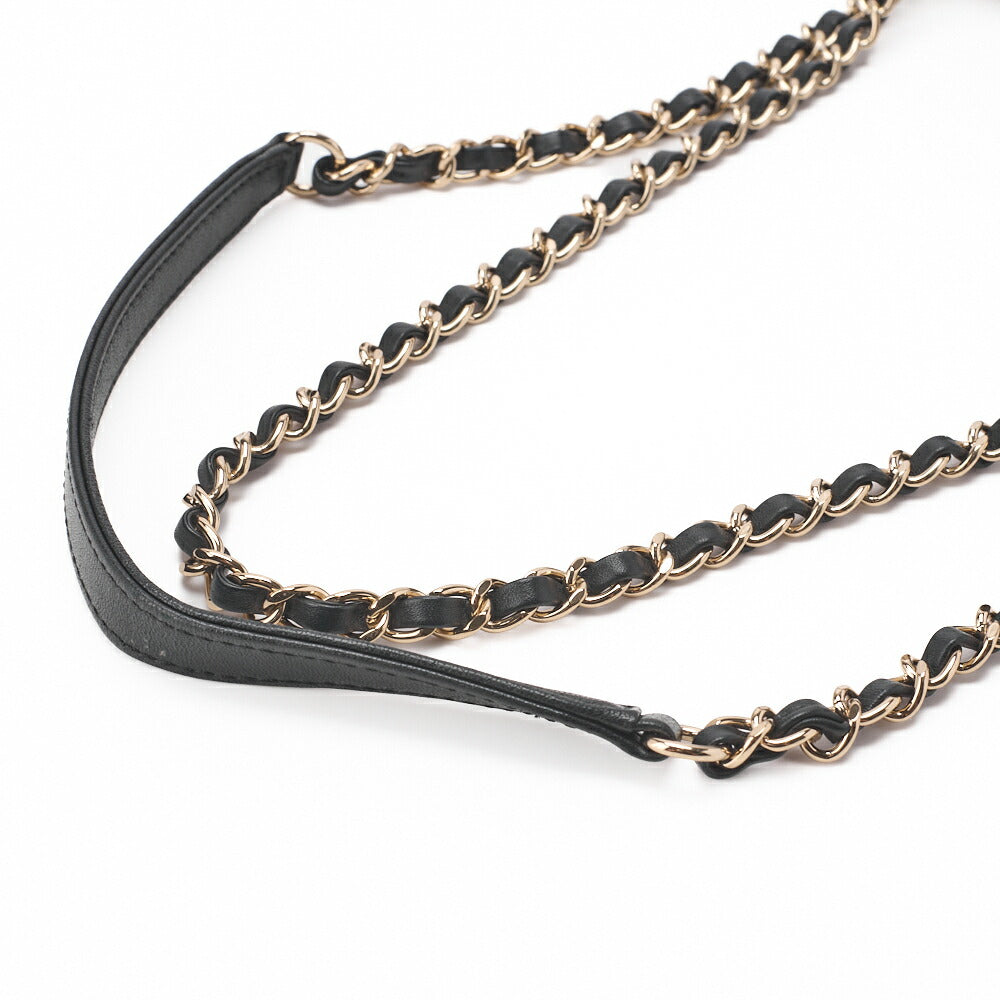 Chanel Shoulder Bag, V Stitch, Chain Shoulder, Lambskin, Black, Gold-Tone Hardware, Pre-Owned