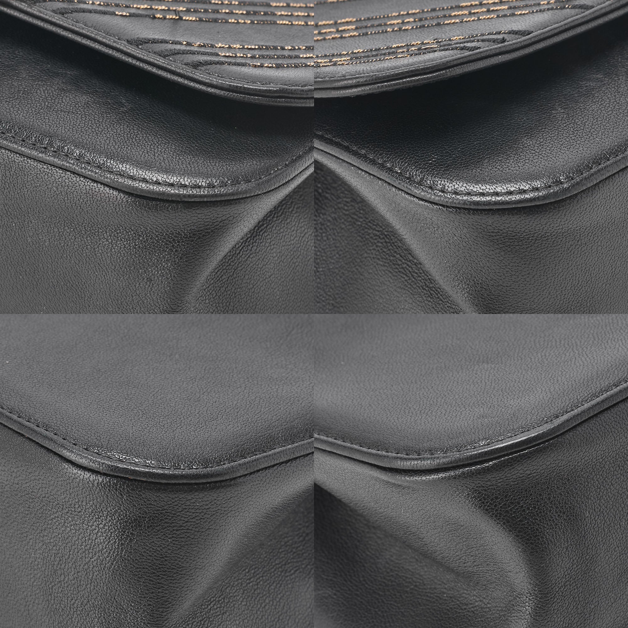 Chanel Shoulder Bag, V Stitch, Chain Shoulder, Lambskin, Black, Gold-Tone Hardware, Pre-Owned