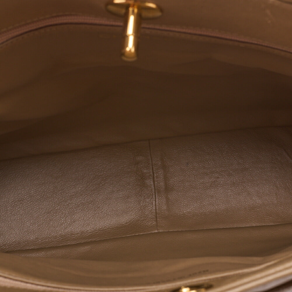 CHANEL Handbag Matelasse Turn Lock Lambskin Beige Gold-Tone Hardware Pre-Owned