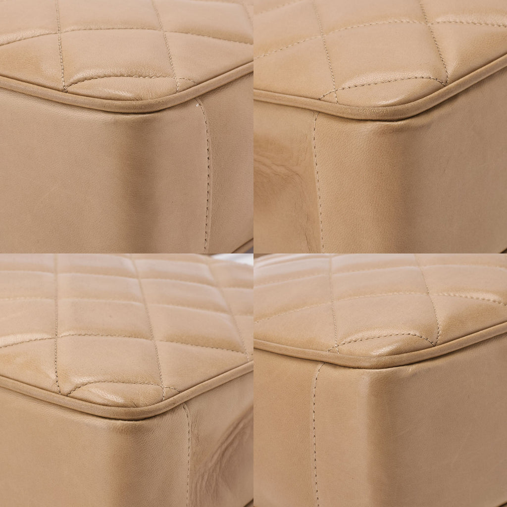 CHANEL Handbag Matelasse Turn Lock Lambskin Beige Gold-Tone Hardware Pre-Owned