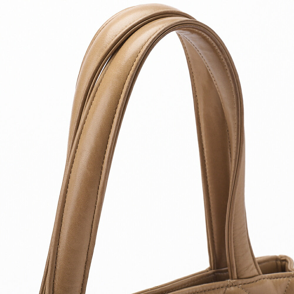 CHANEL Handbag Matelasse Turn Lock Lambskin Beige Gold-Tone Hardware Pre-Owned