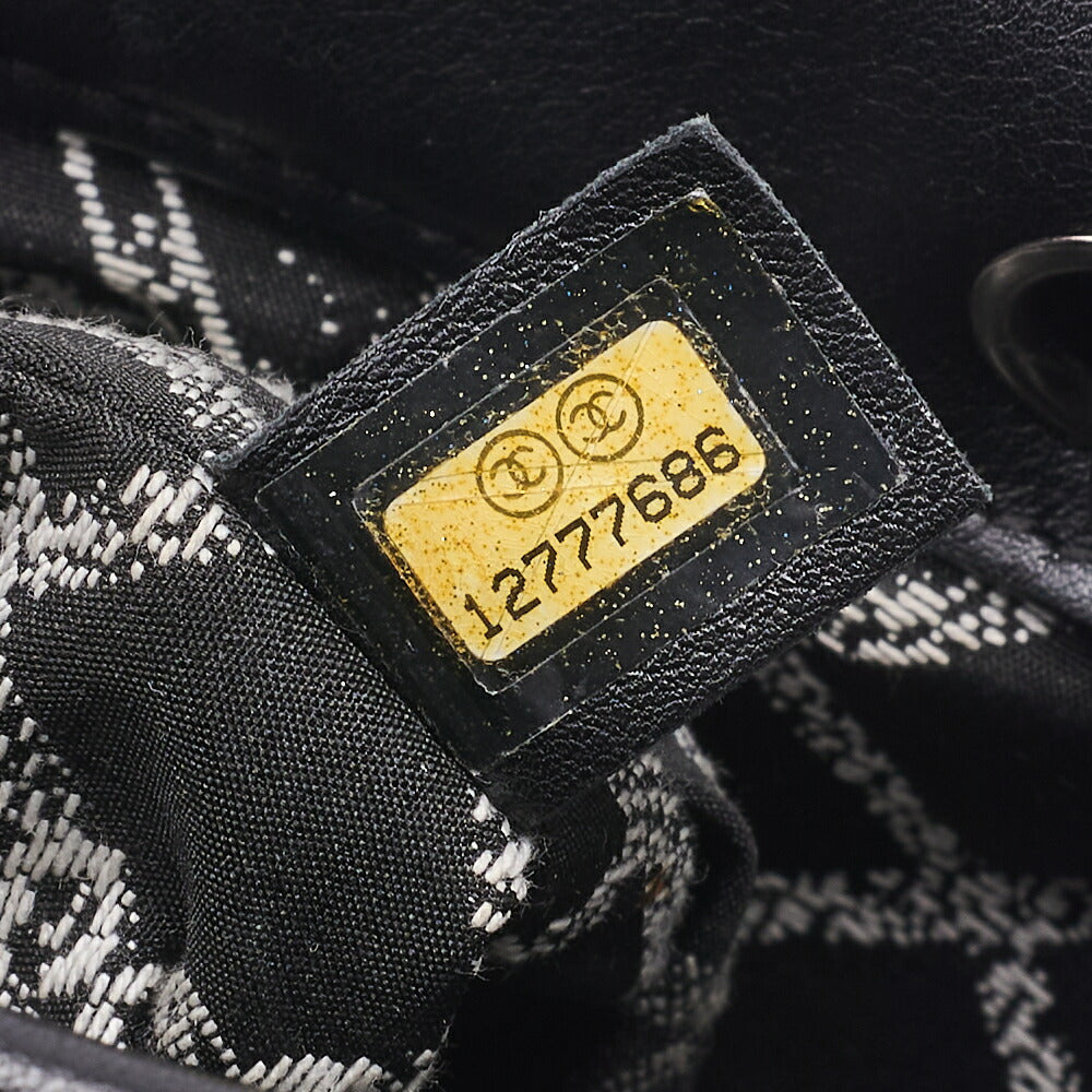CHANEL Mini Tote Bag Essential Logo Mark Lambskin Black Silver-Tone Hardware Pre-Owned