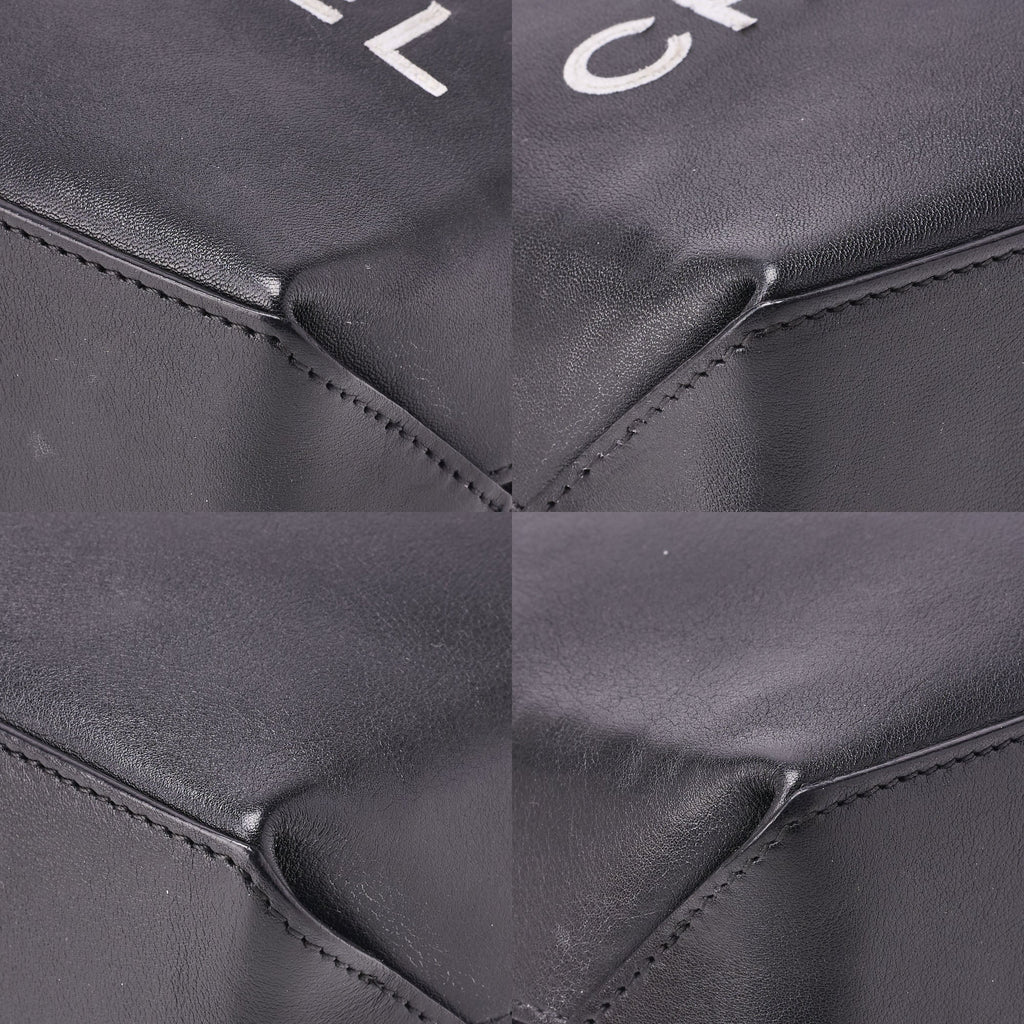CHANEL Mini Tote Bag Essential Logo Mark Lambskin Black Silver-Tone Hardware Pre-Owned