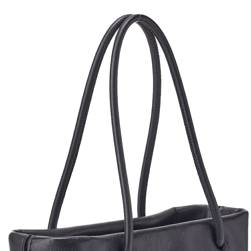 CHANEL Mini Tote Bag Essential Logo Mark Lambskin Black Silver-Tone Hardware Pre-Owned
