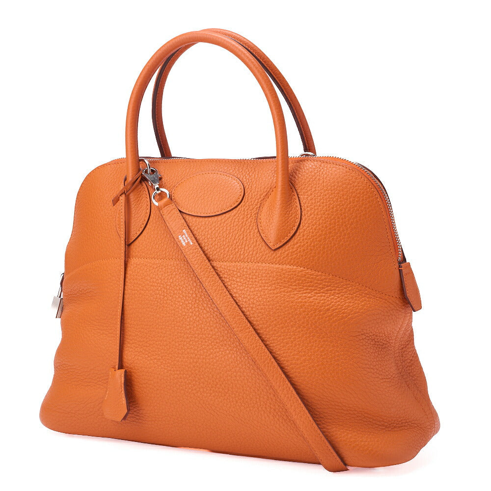 HERMES Bolide 35 Handbag Shoulder Bag Tryon Clemence Orange Silver-Tone Hardware Pre-Owned