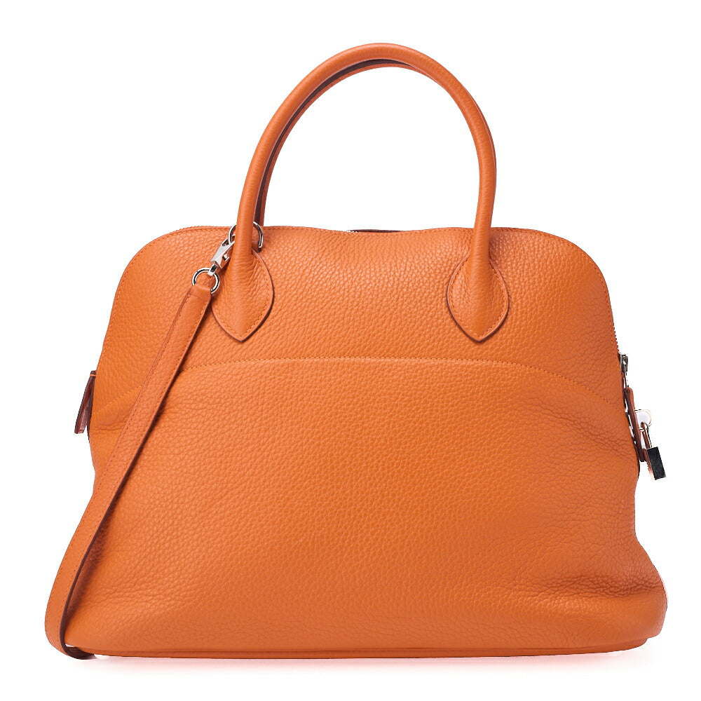 HERMES Bolide 35 Handbag Shoulder Bag Tryon Clemence Orange Silver-Tone Hardware Pre-Owned