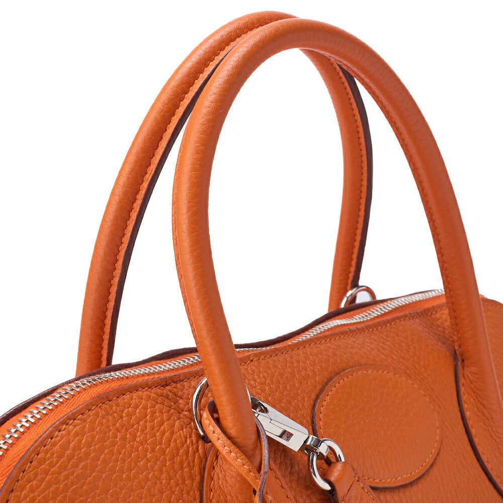 HERMES Bolide 35 Handbag Shoulder Bag Tryon Clemence Orange Silver-Tone Hardware Pre-Owned