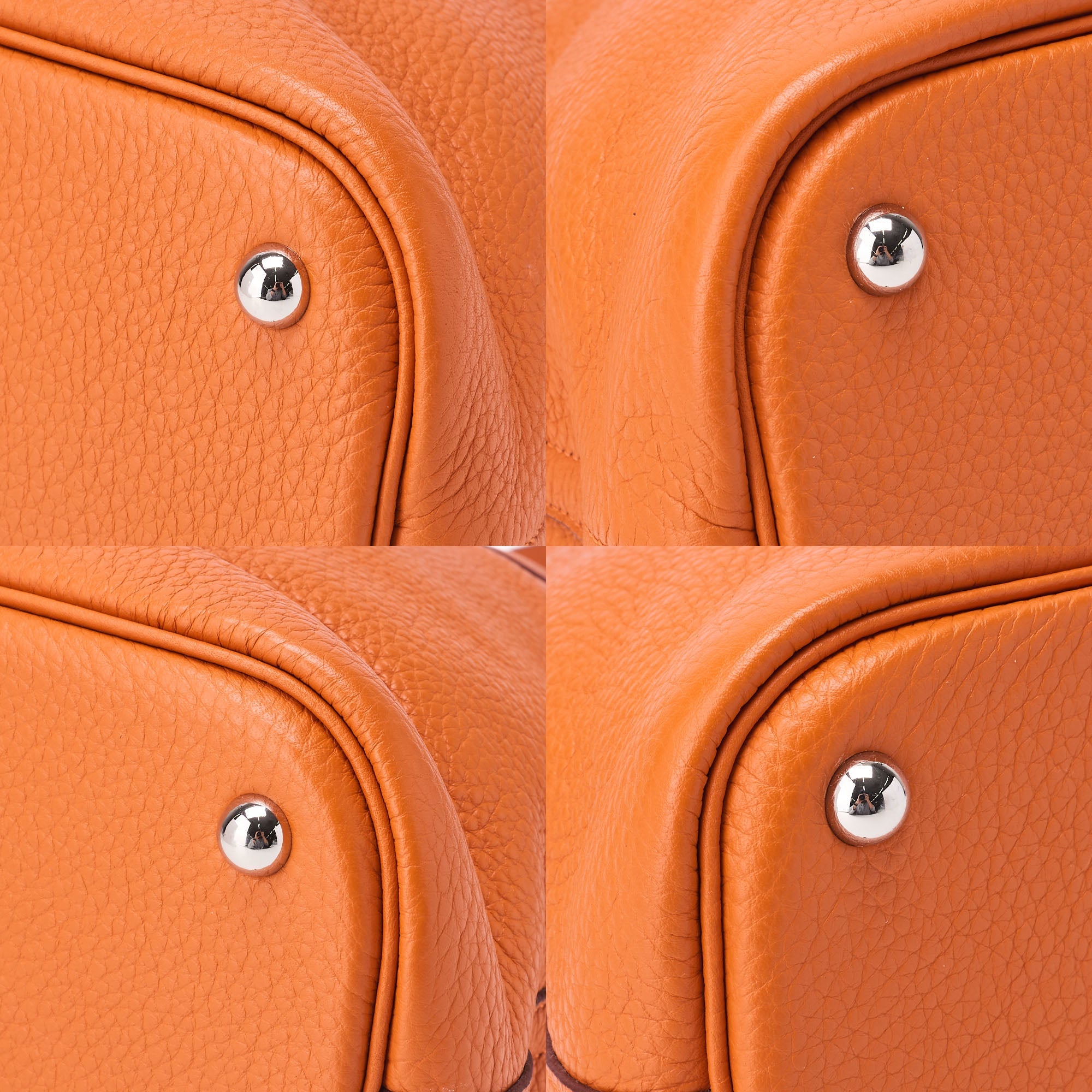 HERMES Bolide 35 Handbag Shoulder Bag Tryon Clemence Orange Silver-Tone Hardware Pre-Owned