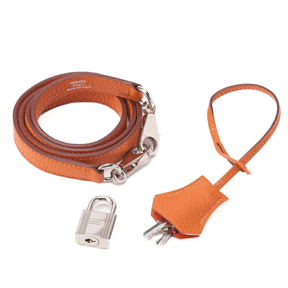 HERMES Bolide 35 Handbag Shoulder Bag Tryon Clemence Orange Silver-Tone Hardware Pre-Owned