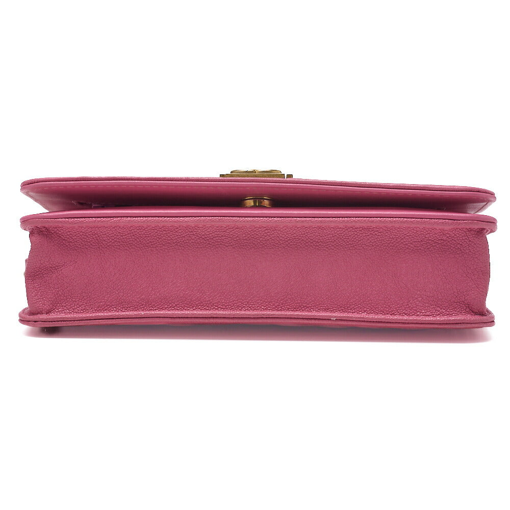 CHANEL Boy Chanel Matelasse Chain Wallet Caviar Skin Pink Gold-Tone Hardware Pre-Owned