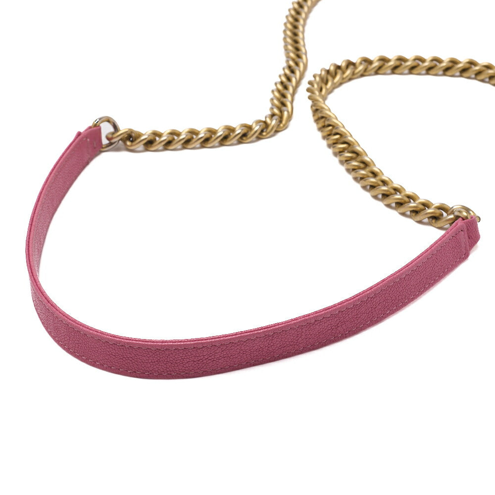 CHANEL Boy Chanel Matelasse Chain Wallet Caviar Skin Pink Gold-Tone Hardware Pre-Owned